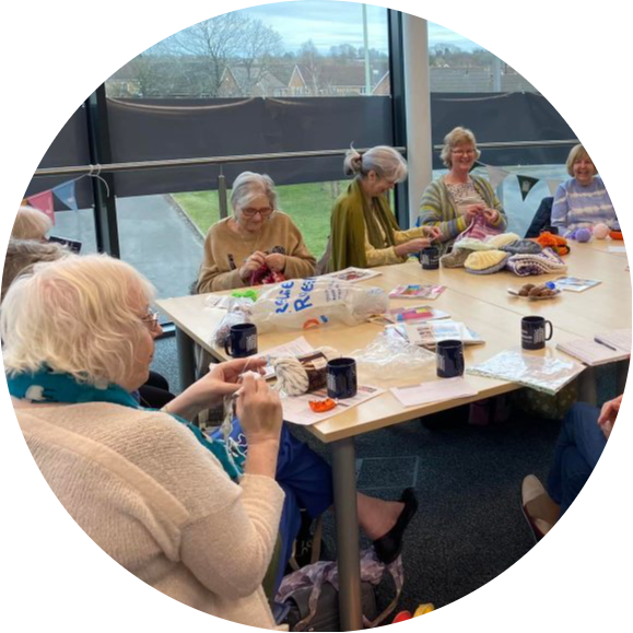 Swindon Big Knit volunteers enjoying an afternoon of crafting together while making items for the community